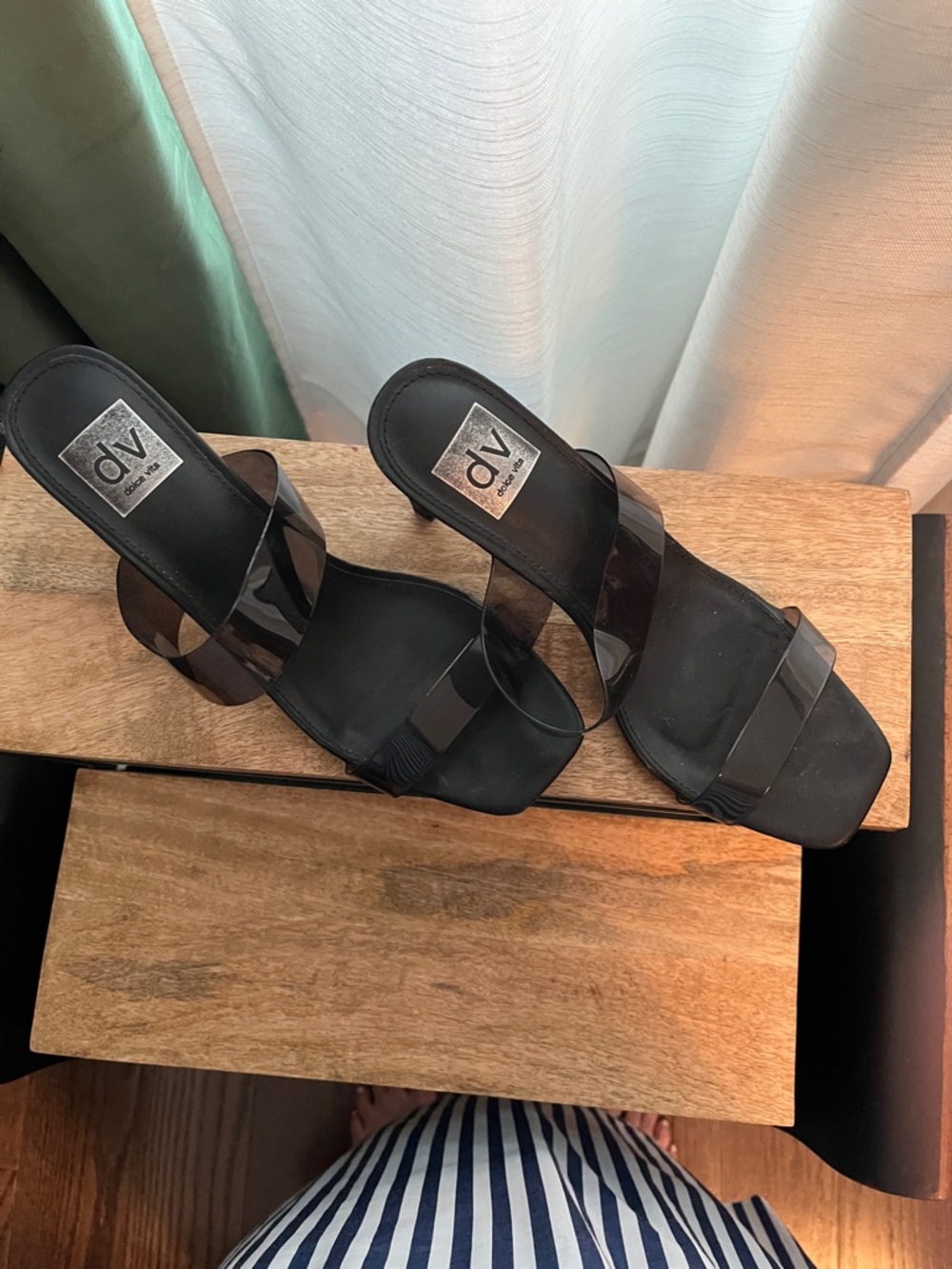 DV by Dolce Vita Black Clear-Strap Slide Sandals